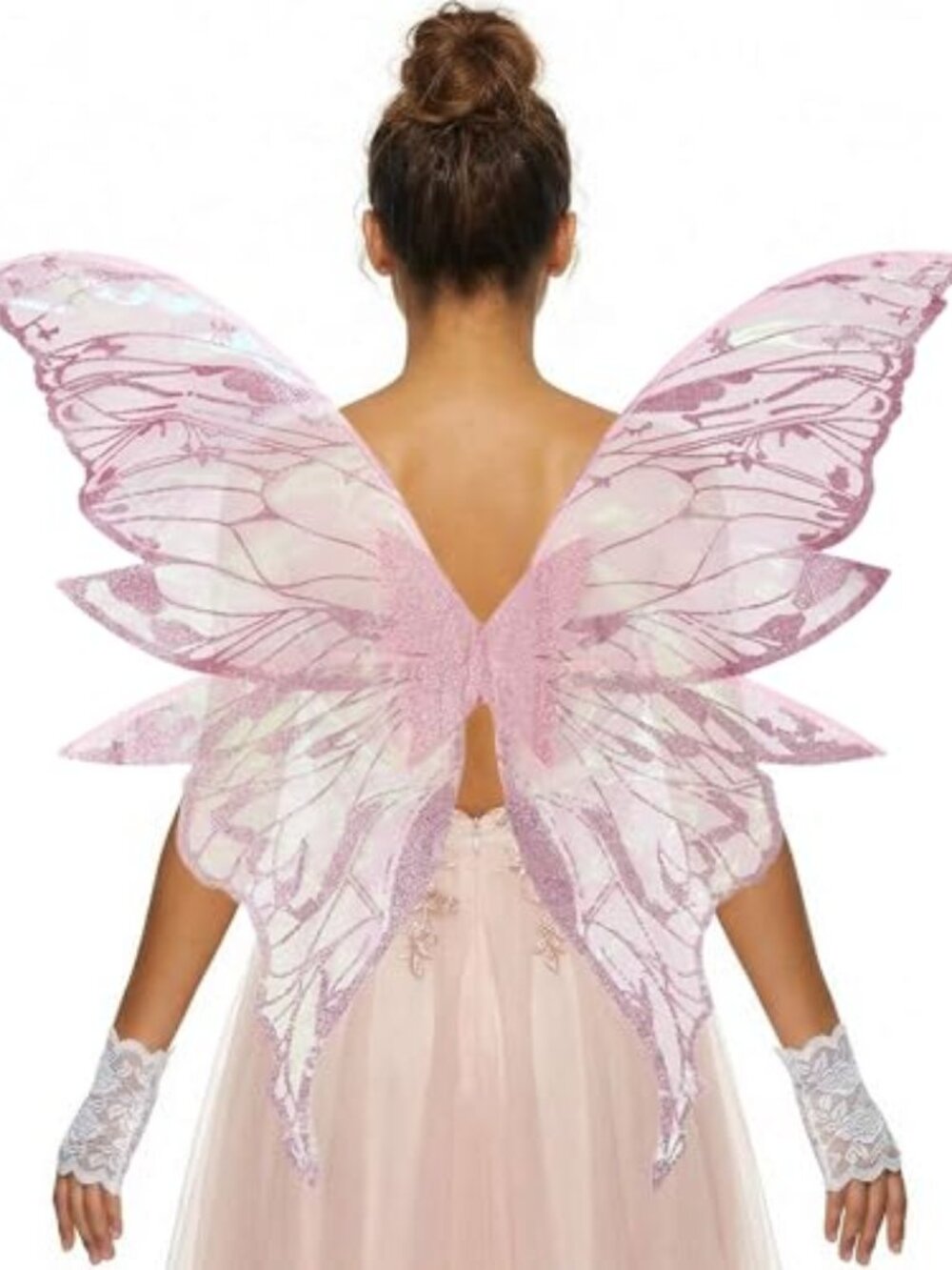 Fairy Wings for Adult Women,31.5"x29" Butterfly Cosplay Wings with Lace Gloves